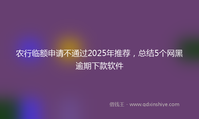 农行临额申请不通过2025年推荐，总结5个网黑逾期下款软件