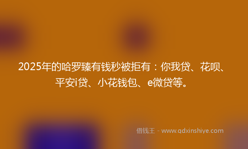 2025年的哈罗臻有钱秒被拒有：你我贷、花呗、平安i贷、小花钱包、e微贷等。