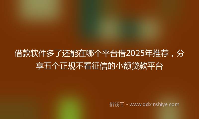 借款软件多了还能在哪个平台借2025年推荐，分享五个正规不看征信的小额贷款平台