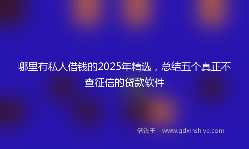 哪里有私人借钱的2025年精选，总结五个真正不查征信的贷款软件