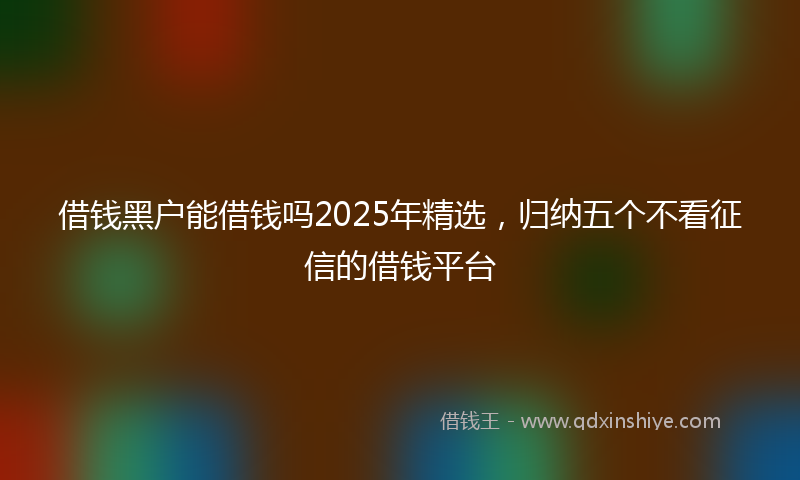 借钱黑户能借钱吗2025年精选，归纳五个不看征信的借钱平台