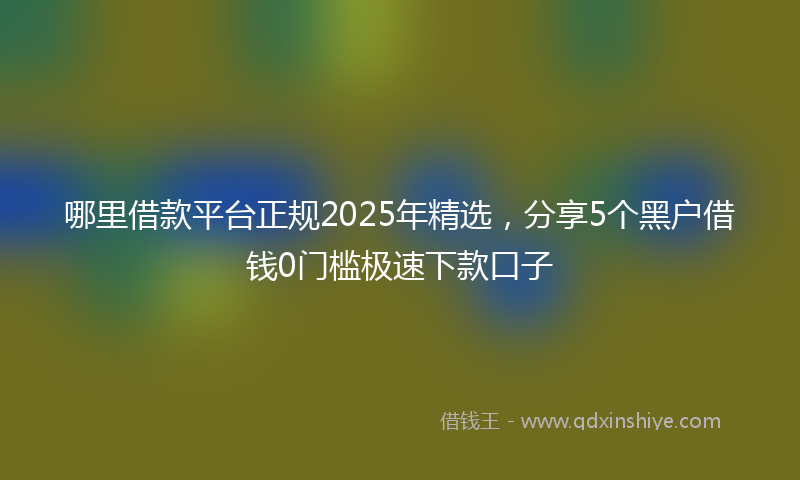 哪里借款平台正规2025年精选，分享5个黑户借钱0门槛极速下款口子