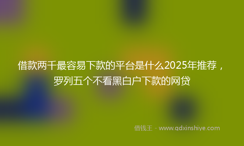借款两千最容易下款的平台是什么2025年推荐，罗列五个不看黑白户下款的网贷
