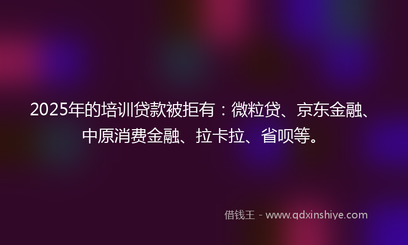 2025年的培训贷款被拒有：微粒贷、京东金融、中原消费金融、拉卡拉、省呗等。