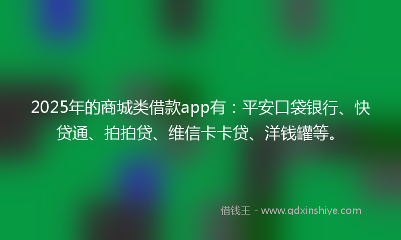 2025年的商城类借款app有：平安口袋银行、快贷通、拍拍贷、维信卡卡贷、洋钱罐等。