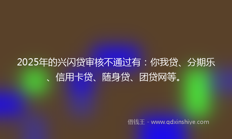 2025年的兴闪贷审核不通过有：你我贷、分期乐、信用卡贷、随身贷、团贷网等。