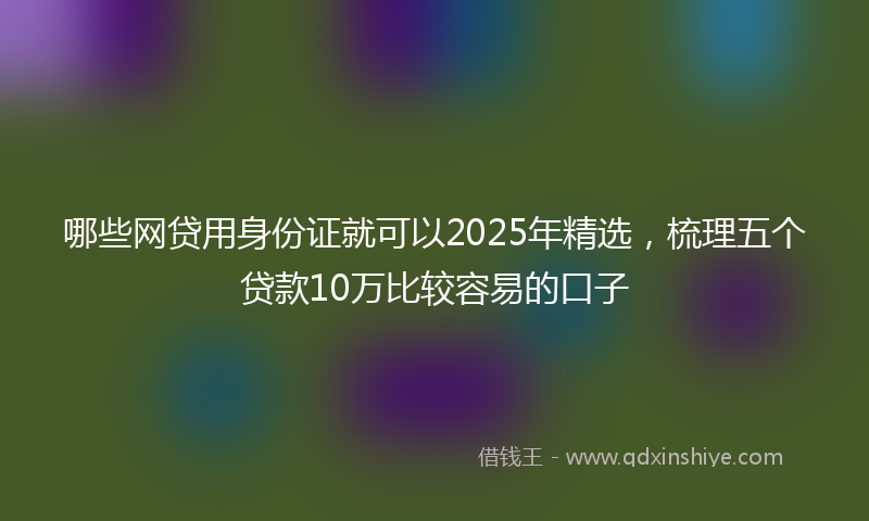 哪些网贷用身份证就可以2025年精选，梳理五个贷款10万比较容易的口子