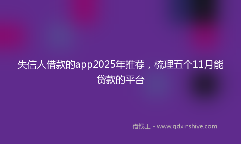 失信人借款的app2025年推荐，梳理五个11月能贷款的平台