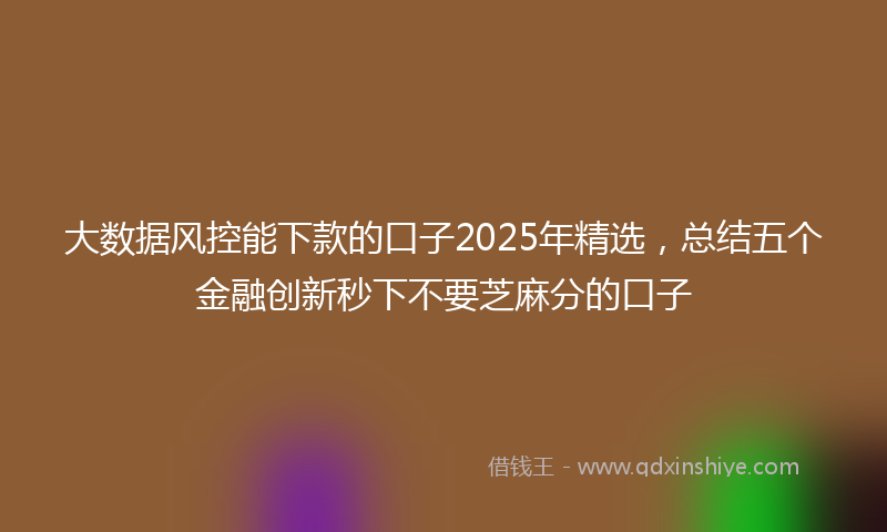 大数据风控能下款的口子2025年精选，总结五个金融创新秒下不要芝麻分的口子