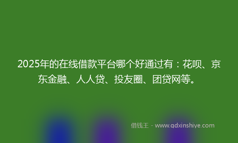 2025年的在线借款平台哪个好通过有：花呗、京东金融、人人贷、投友圈、团贷网等。