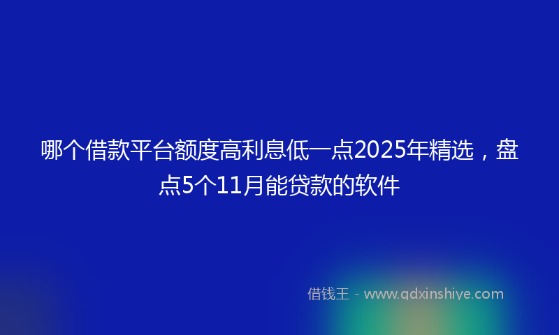 哪个借款平台额度高利息低一点2025年精选，盘点5个11月能贷款的软件