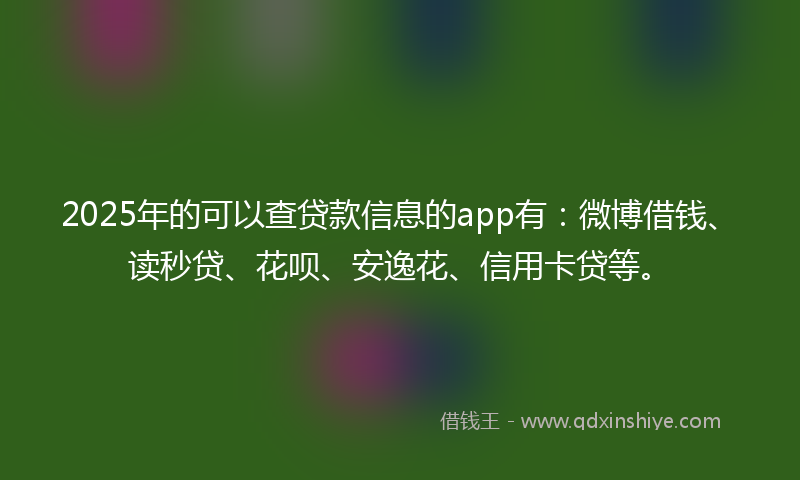 2025年的可以查贷款信息的app有：微博借钱、读秒贷、花呗、安逸花、信用卡贷等。