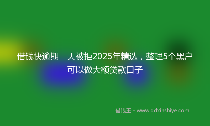 借钱快逾期一天被拒2025年精选，整理5个黑户可以做大额贷款口子