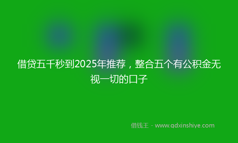借贷五千秒到2025年推荐，整合五个有公积金无视一切的口子