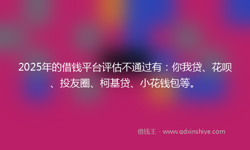 2025年的借钱平台评估不通过有：你我贷、花呗、投友圈、柯基贷、小花钱包等。