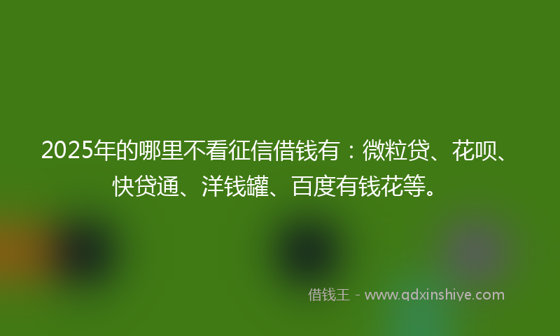 2025年的哪里不看征信借钱有：微粒贷、花呗、快贷通、洋钱罐、百度有钱花等。