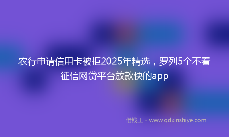 农行申请信用卡被拒2025年精选，罗列5个不看征信网贷平台放款快的app