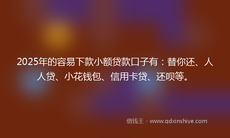 2025年的容易下款小额贷款口子有：替你还、人人贷、小花钱包、信用卡贷、还呗等。