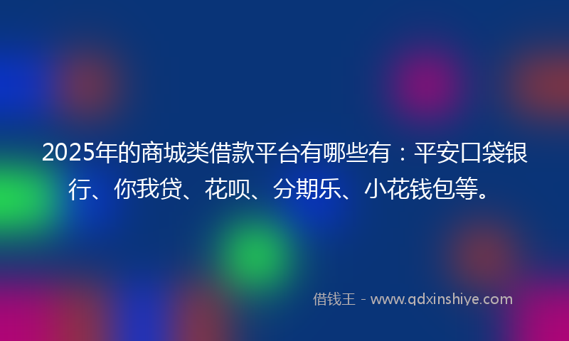 2025年的商城类借款平台有哪些有：平安口袋银行、你我贷、花呗、分期乐、小花钱包等。