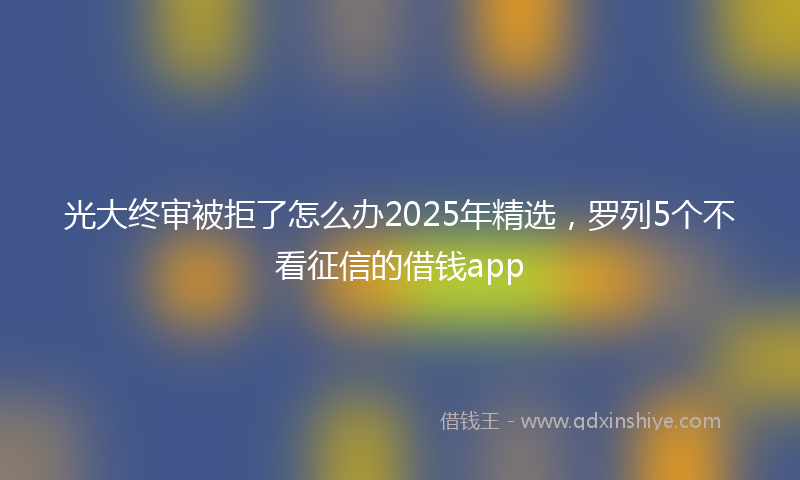 光大终审被拒了怎么办2025年精选，罗列5个不看征信的借钱app
