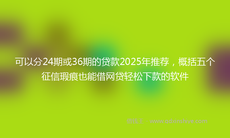 可以分24期或36期的贷款2025年推荐，概括五个征信瑕疵也能借网贷轻松下款的软件