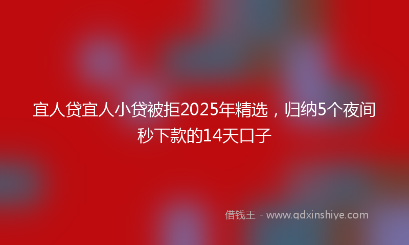 宜人贷宜人小贷被拒2025年精选，归纳5个夜间秒下款的14天口子