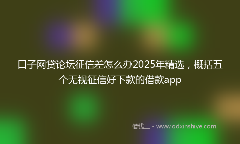 口子网贷论坛征信差怎么办2025年精选，概括五个无视征信好下款的借款app