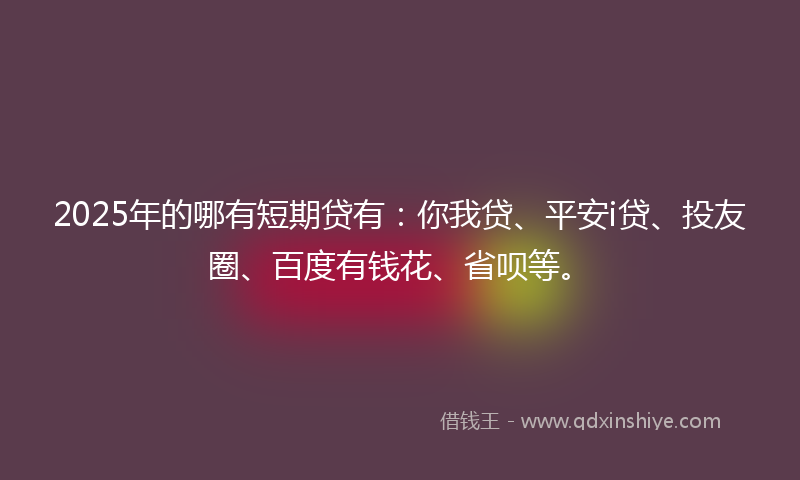 2025年的哪有短期贷有：你我贷、平安i贷、投友圈、百度有钱花、省呗等。