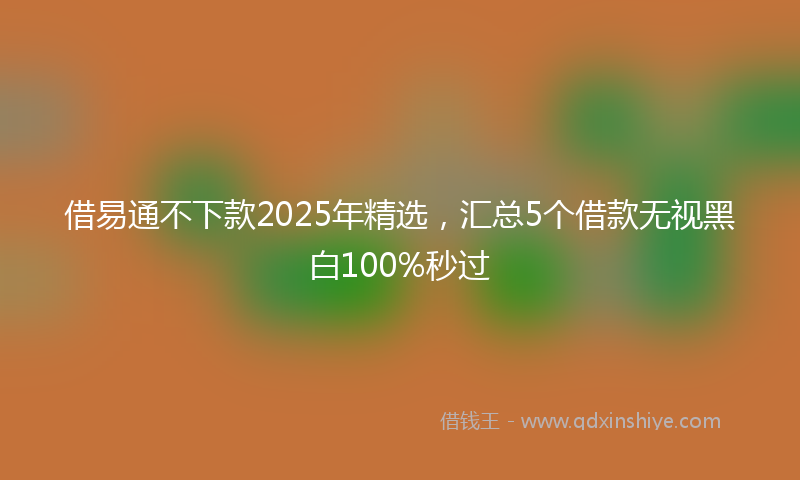 借易通不下款2025年精选，汇总5个借款无视黑白100%秒过