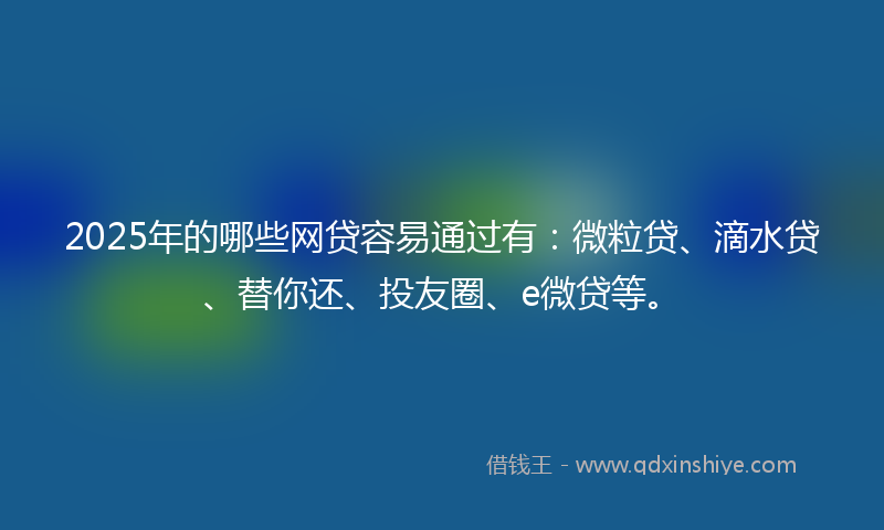 2025年的哪些网贷容易通过有：微粒贷、滴水贷、替你还、投友圈、e微贷等。