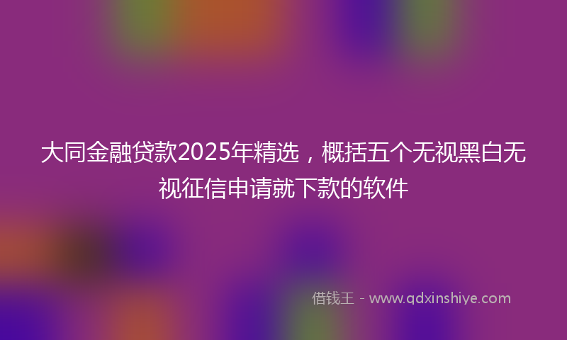 大同金融贷款2025年精选，概括五个无视黑白无视征信申请就下款的软件