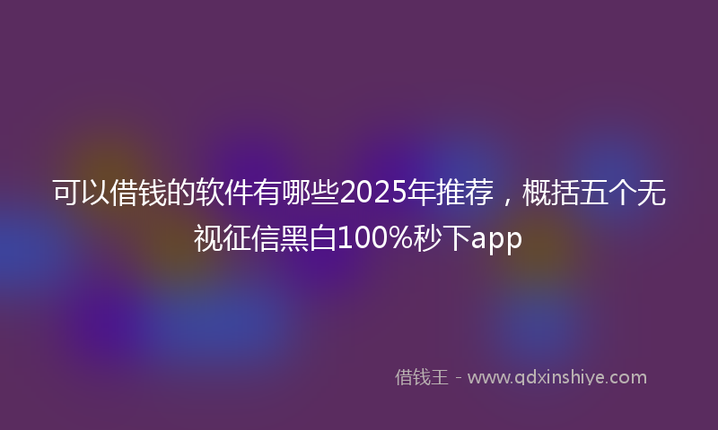 可以借钱的软件有哪些2025年推荐，概括五个无视征信黑白100%秒下app