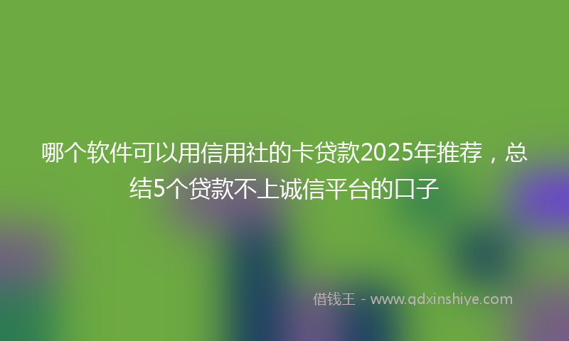 哪个软件可以用信用社的卡贷款2025年推荐，总结5个贷款不上诚信平台的口子
