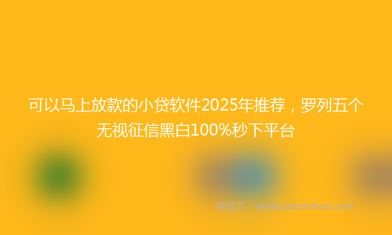 可以马上放款的小贷软件2025年推荐，罗列五个无视征信黑白100%秒下平台