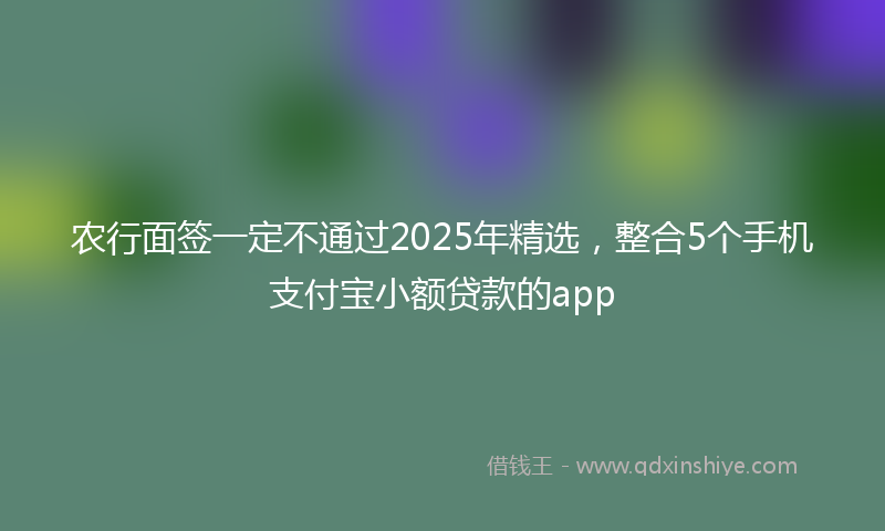 农行面签一定不通过2025年精选，整合5个手机支付宝小额贷款的app
