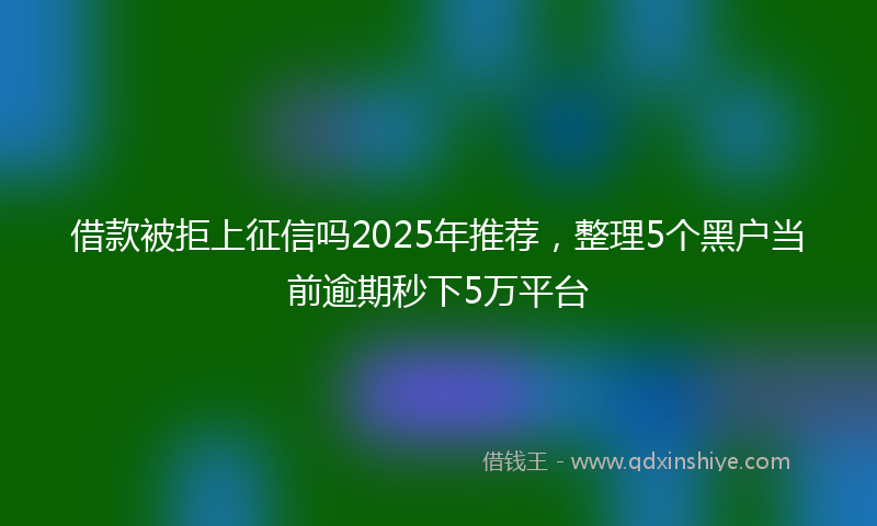 借款被拒上征信吗2025年推荐，整理5个黑户当前逾期秒下5万平台