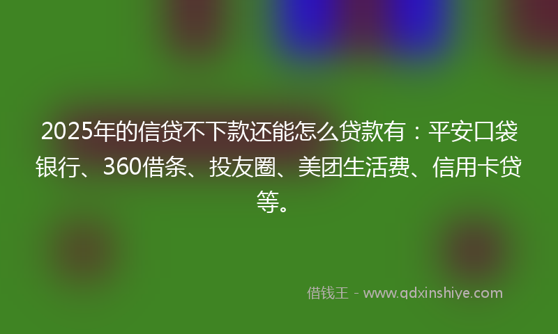 2025年的信贷不下款还能怎么贷款有：平安口袋银行、360借条、投友圈、美团生活费、信用卡贷等。