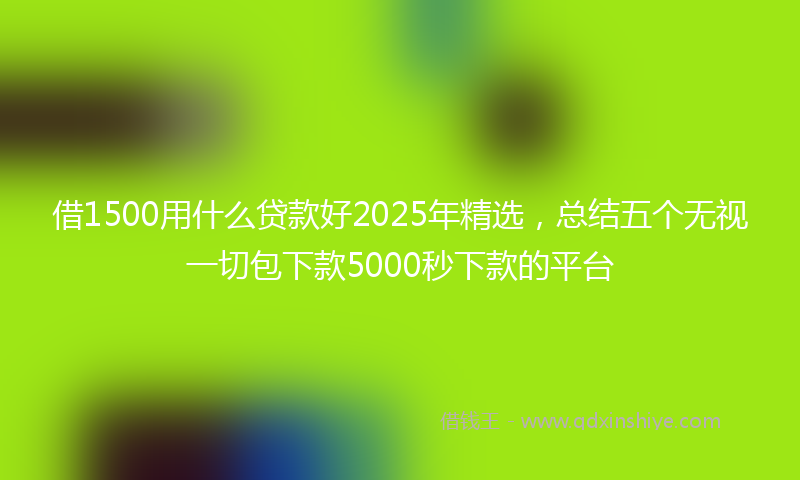 借1500用什么贷款好2025年精选，总结五个无视一切包下款5000秒下款的平台