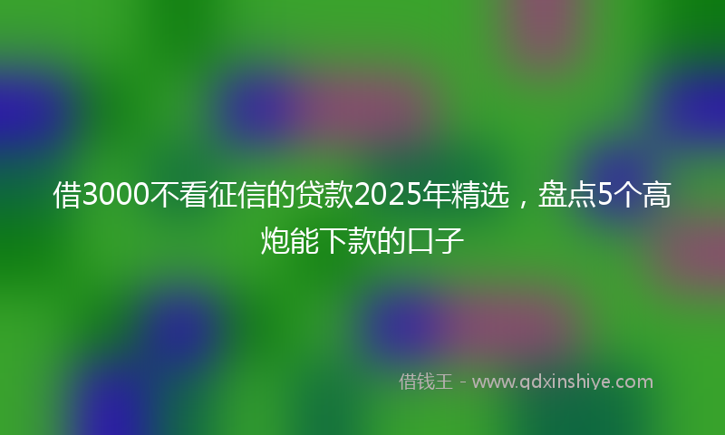 借3000不看征信的贷款2025年精选，盘点5个高炮能下款的口子