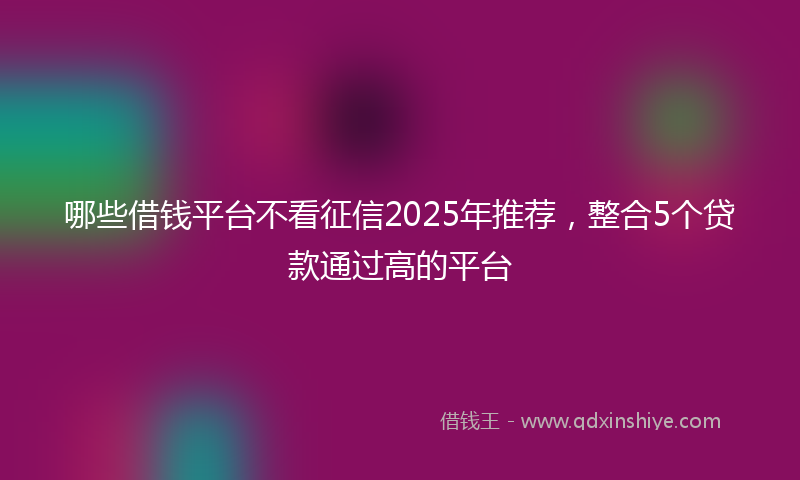 哪些借钱平台不看征信2025年推荐，整合5个贷款通过高的平台