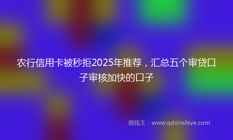 农行信用卡被秒拒2025年推荐，汇总五个审贷口子审核加快的口子