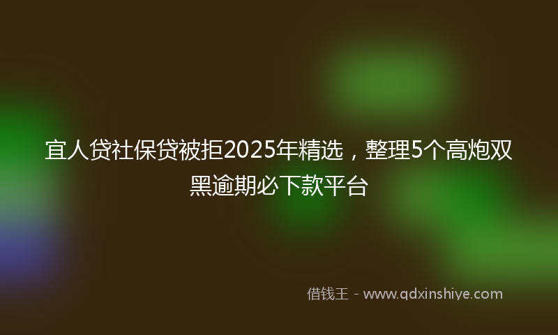 宜人贷社保贷被拒2025年精选，整理5个高炮双黑逾期必下款平台