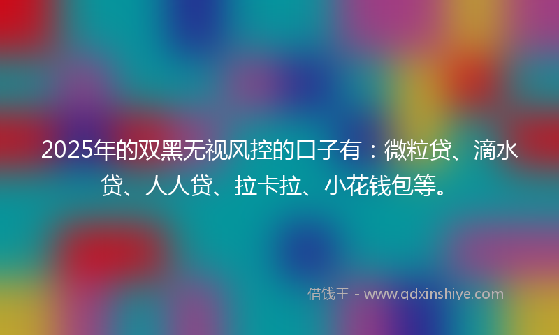 2025年的双黑无视风控的口子有：微粒贷、滴水贷、人人贷、拉卡拉、小花钱包等。