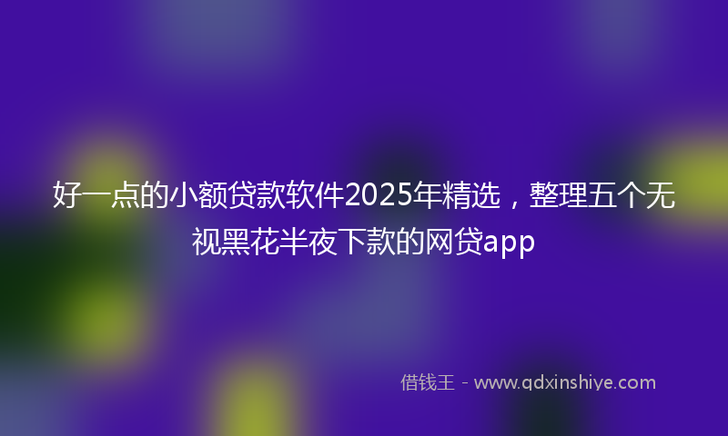好一点的小额贷款软件2025年精选，整理五个无视黑花半夜下款的网贷app