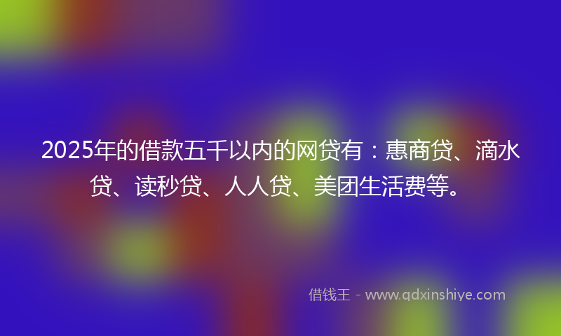 2025年的借款五千以内的网贷有：惠商贷、滴水贷、读秒贷、人人贷、美团生活费等。