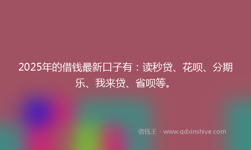 2025年的借钱最新口子有：读秒贷、花呗、分期乐、我来贷、省呗等。