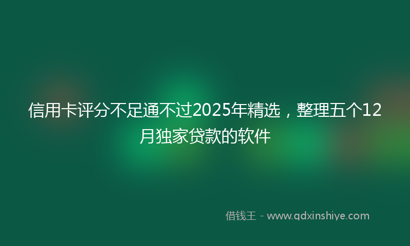 信用卡评分不足通不过2025年精选，整理五个12月独家贷款的软件