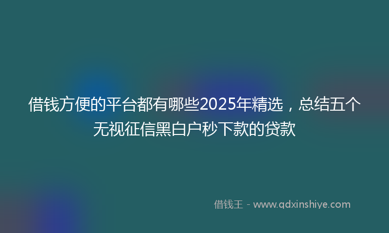 借钱方便的平台都有哪些2025年精选，总结五个无视征信黑白户秒下款的贷款