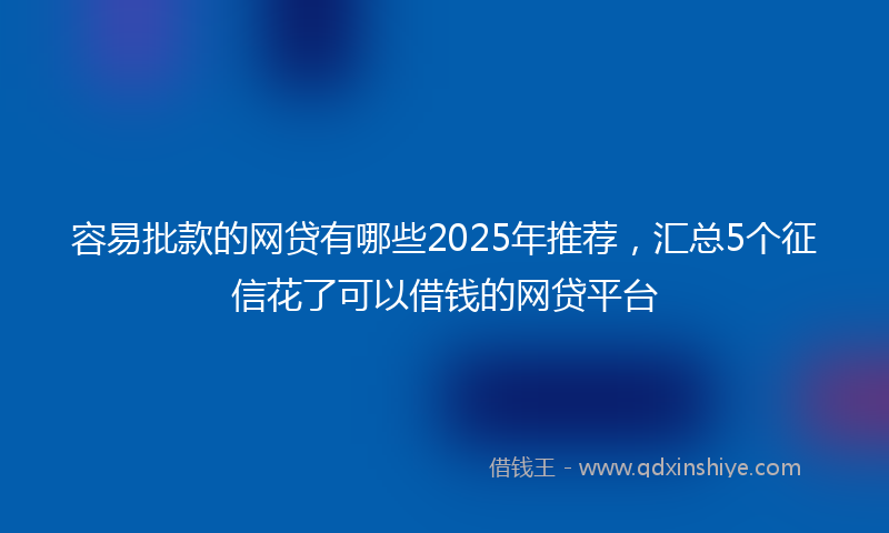 容易批款的网贷有哪些2025年推荐，汇总5个征信花了可以借钱的网贷平台