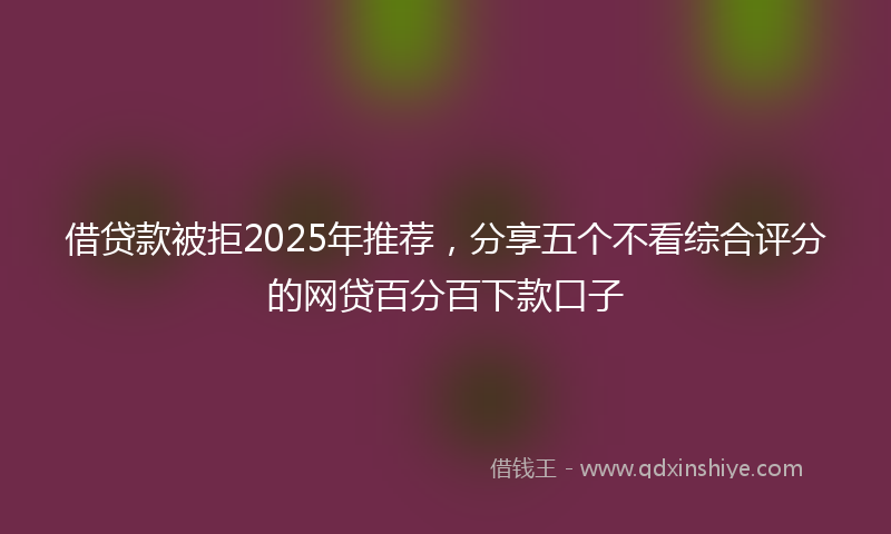 借贷款被拒2025年推荐，分享五个不看综合评分的网贷百分百下款口子